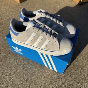 Adidas Campus VULC J Grey/white/blue SIZE 6‎ Youth / 7 Women IH8039
